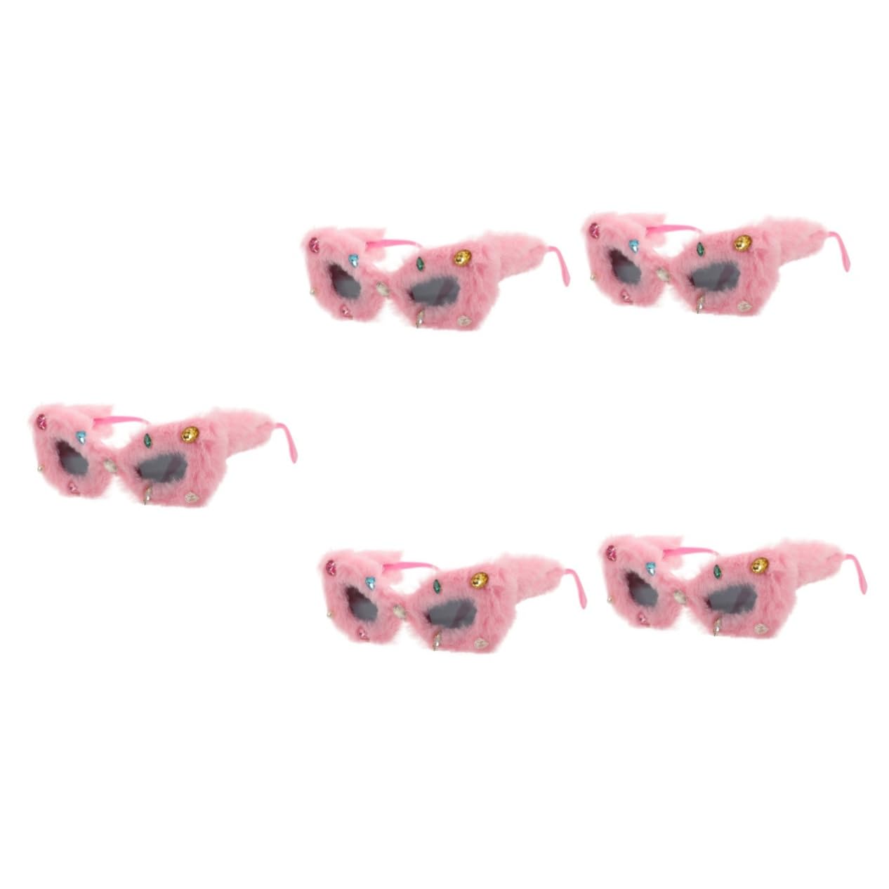 Healvian 5 Piezas Gafas De Sol De Peluche Anteojos De Sol Afelpados Pelo Divertido Delirio Gafas De Sol De Felpa Gafas De Sol Esponjosas Festival De Gafas De Sol Fiesta Mujer Resina Rosa