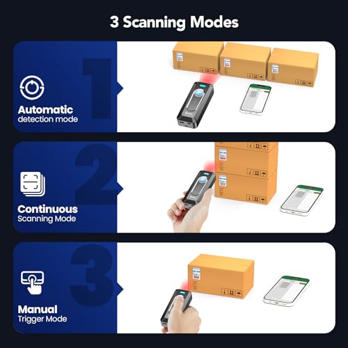 Image of Eyoyo 2D Bluetooth Barcode Scanner: Portable QR Scanner with Clip, 2000mAh Battery with Level Indicator, Mini Bar Code Reader for Library Book Inventory Compatible with iPhone, iPad, Android Phone