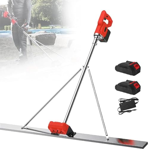 RayGenius Vibrateur pour Chape De BéTon avec Plaque De 5 Pieds, RèGle De Nivellement De Surface De BéTon AlimentéE par Batterie, Vibrateur éLectrique Rechargeable pour Plaque De Ciment,1.8M-2Xbattery