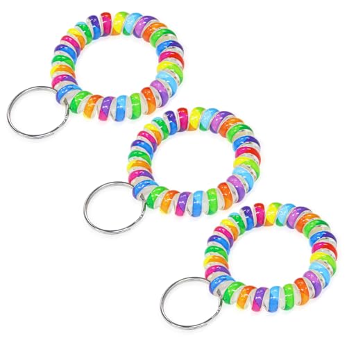 Image of TENOC Spiral Coil Keychain, Anti-lost Key Chain Holder Lanyard Cord for Sauna Outdoor Sports and Gym Pool