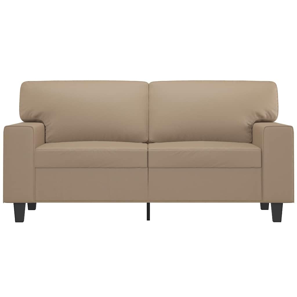 Sofá de 2 plazas de piel sintética, color marrón capuchino, 154 cm