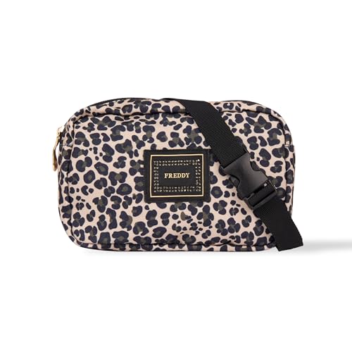 FREDDY - Borsa-marsupio In Canvas Fantasia Animalier, Donna, Bianco, Unica