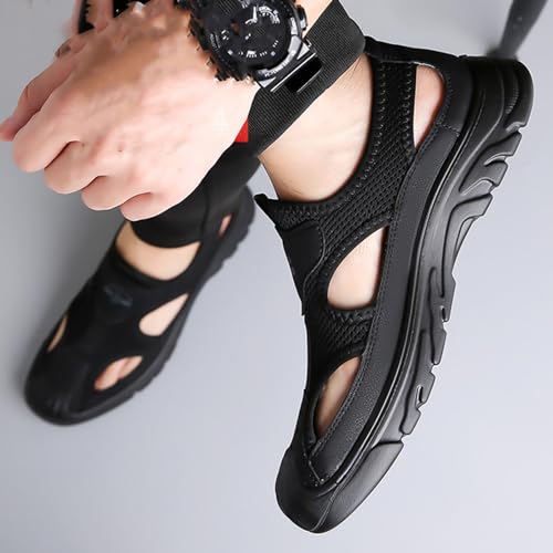 Men'S Casual Closed-Toe Hollow Out Beach Sandals,Breathable Mesh Slip-On Hiking Wading Sandals,For Outdoor Athletic Summer Lightweight Walking Shoes3