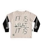 NUNUNU Long Sleeve T-Shirt, for Kids, Boys and Girls, 100% Cotton, Unisex, Cool Print Natural - 6-7...