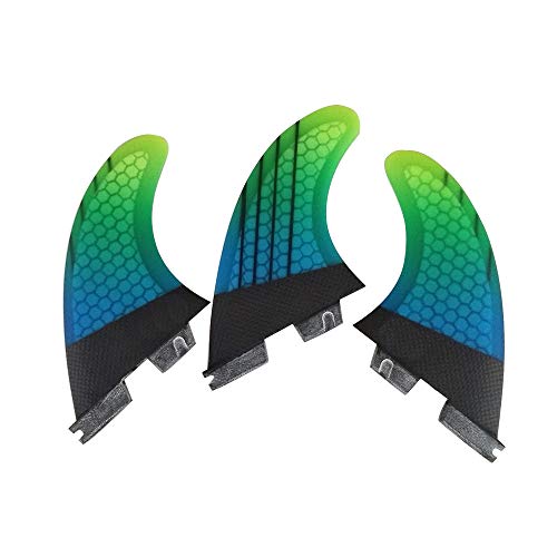 UPSURF Surfboard Tri Fin FCS II Fins Carbon G5/G7 Size Thruster Set (Azul G5)