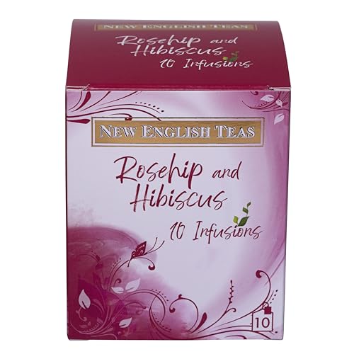 New English Teas Rosehip and Hibiscus Tea, 10 Individually Wrapped Teabags, Detox Tea