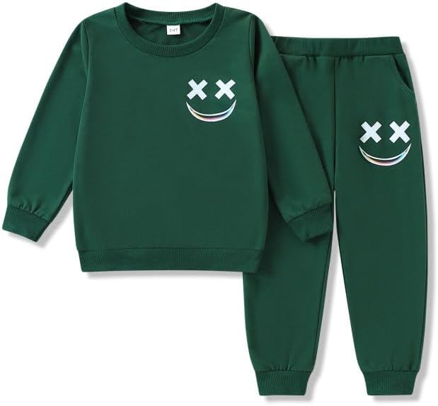 Voxikodex Size 3-12 Years Toddler Boys Clothes 2 Piece Long Sleeve Sweatshirt & Pants Casual Kids Boy Fall Winter Outfits Set