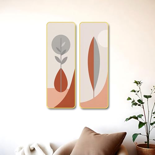 Image of The Castle Decor Nordic Abstract Wall Art Set of 2 | Minimalist Boho Botanical Prints 19X27 Inch | Luxury Modern Wall Decoration for Bedroom Living Room