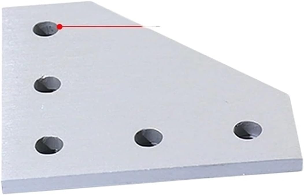 8 Pcs 20x20 5 Holes 90 Degree Connector Plate Angle Bracket Connector Strip for 2020 Series Aluminum Profiles(Silver)