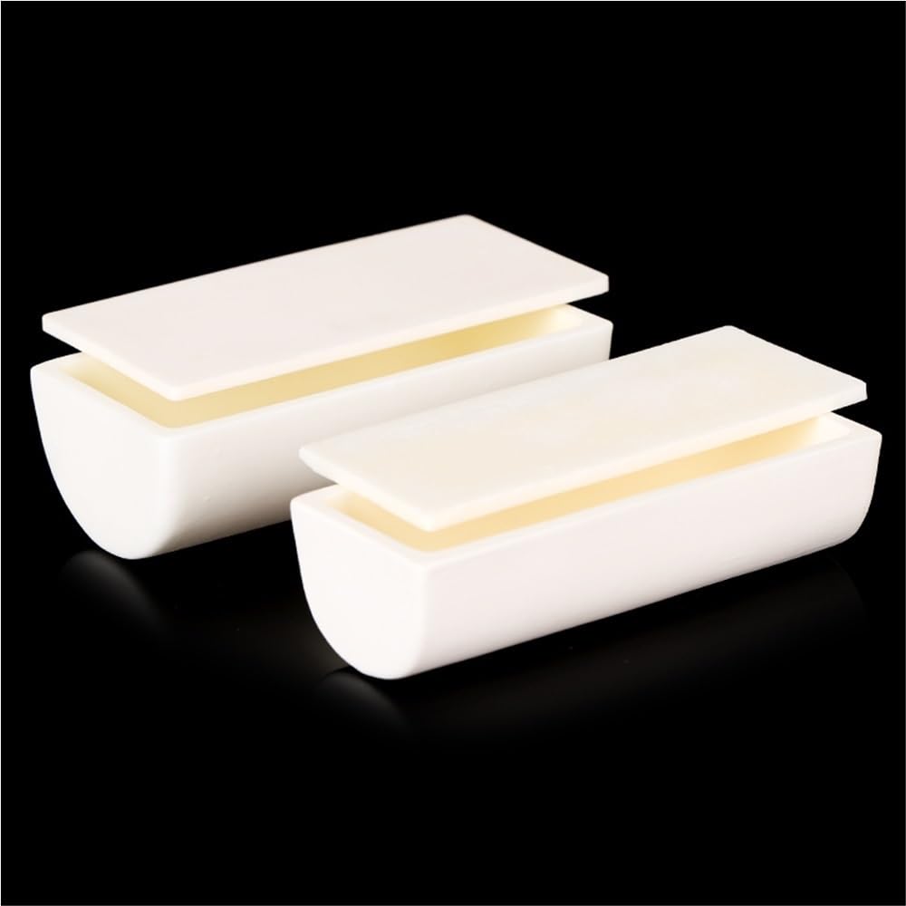 Crogiolo semicircolare in allumina con coperchio - Crogiolo for fusione di metalli for uso industriale - 1 pz.(150x150x60mmx700)