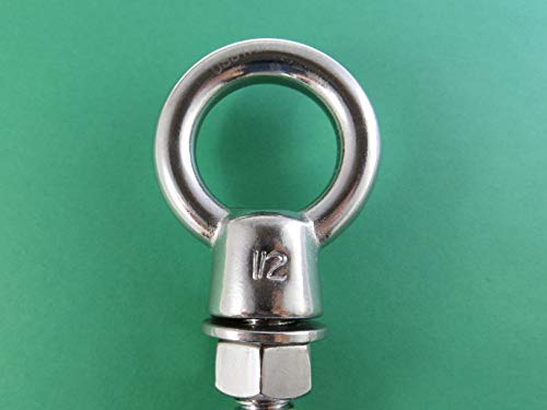Image of US STAINLESS Stainless Steel 316 (Shape Type 307) Lifting Eye Bolt 1 /2 inch Whitworth x 120mm Marine Grade