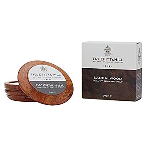 Truefitt & Hill Luxury Shaving Soap in Acacia Wood Bowl - Sandalwood - Hydrating, Rich Lather for a Closer, Smoother Shave, Gentle on Sensitive Skin, Perfect for Refills - 3.3 oz. Cover