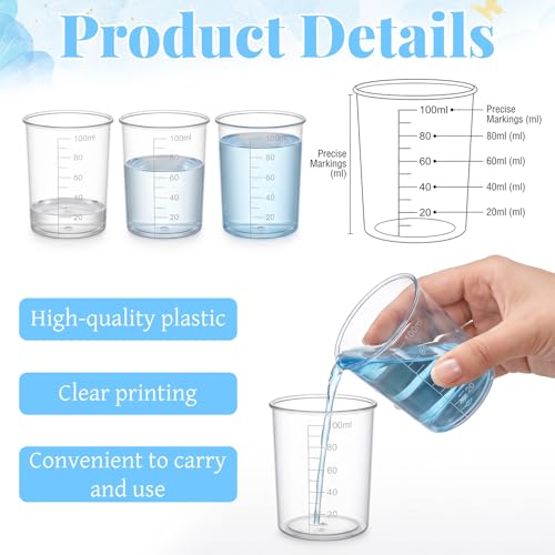 10 Vasos medidores plásticos desechables 100 ml miniatura 3