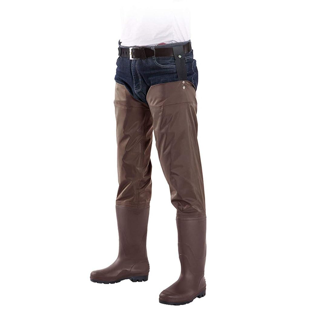 IBOWZ Waders Pesca Pantaloni da Pesca in Nylon Impermeabile e Stivali Antiscivolo con Suola in Tendine di Mucca, Stivali da Pesca Regolabili e Resistenti