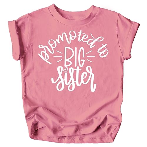Olive Loves Promoted to Big Sister Colorful Announcement T-Shirt for Baby and Toddler Girls Sibling Outfits