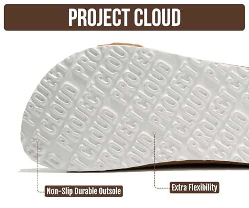 Image of Project Cloud 100% Genuine Leather Footbed Sandals for Women 2026 Comfortable Beach Essentials Womens Sandals Memory Foam Vacation Essentials Slides for Women Footwear (Santorini)