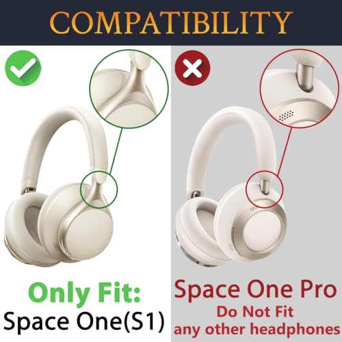 Almohadillas para auriculares SOULWIT de repuesto para Anker Soundcore Space One (S1), no para Space One Pro, cojines con cuero proteico más suave y espuma aislante de ruido — Dorado miniatura 2