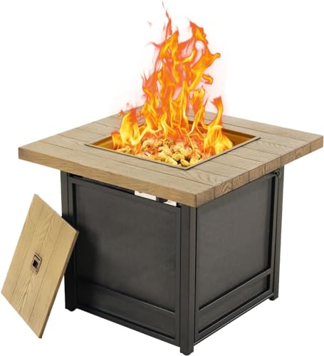 Yangming Propane Fire Pit Table, Outdoor Gas Fire Pits Clearance, 30 Inch 50,000 BTU with Tabletop, Lid, Lava Rocks for Outside Patio, Garden, Deck, Yard