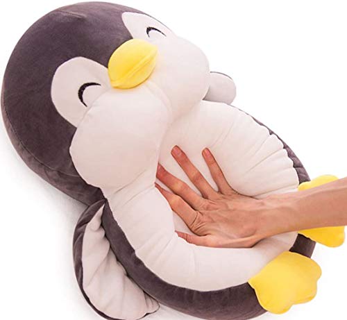 wuyu Chubby Penguin Stuffed Animal Toys Gray/Blue Soft Penguin Stuff Plush Doll Gift for Kids Girls Boys Girlfriend Throw Pillow (Gray,25cm/9.8in)