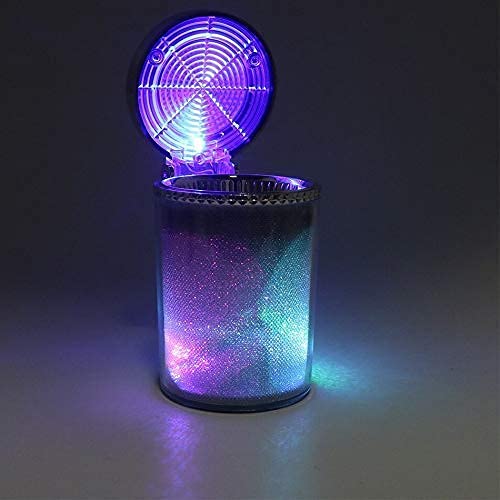 Car Ashtray Portable Smoke Cup Holder Home Cigarette Ash Tray with Colorful LED Light