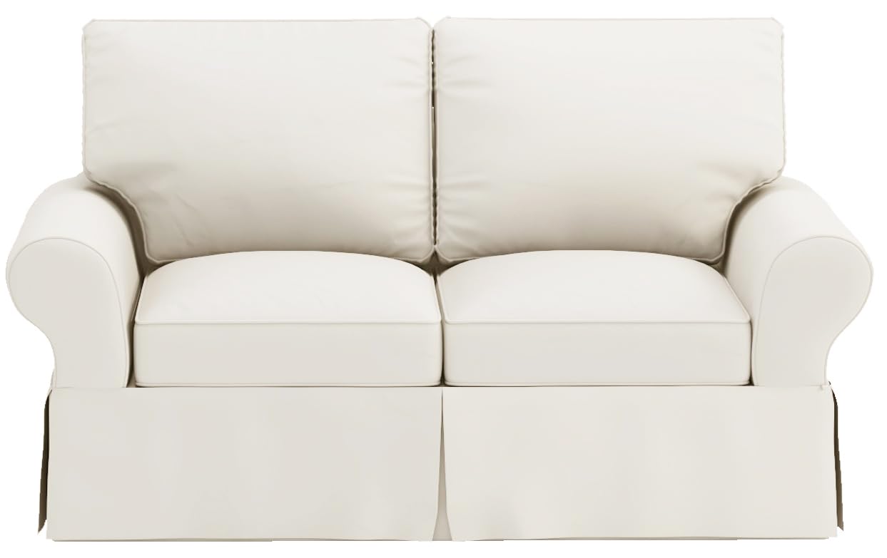 The Cotton Sofa Cover is 2 Seat Sofa Slipcover Replacement Compatible with Pottery Barn PB Basic Loveseat Sofa (Beige)