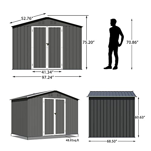 Morhome Sheds & Outdoor Storage,6 X 8 Ft Outdoor Storage Shed, Metal Garden Tool Shed, Outside Sheds & Outdoor Storage Galvanized Steel With Lockable Door For Backyard #TOP5