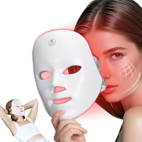 MuSylonz Red Light Mask for Face 7+1 Color LED Face Mask Portable Face care device suitable for home or travel Cordless Can Rechargeable used for anti-aging