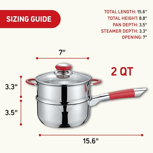 image for Concord Stainless Steel SIMPLE POUR Saucepan with Steamer Tier. Vented