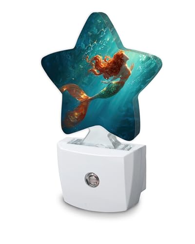 SKYDAWNY Beautiful Mermaid Night Light Plug Into Wall Decor Nightlights for Bedroom Bathroom Hallway Stairway Kitchen with Dusk to Dawn Light Auto Sensors Led Night Lights Room Gifts