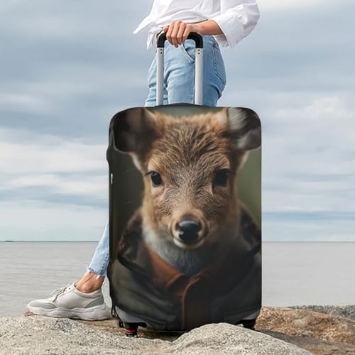 Roe Deer in Jacket Luggage Cover Dustproof Suitcase Cover Elastic Washable Travel Luggage Protector Suitcase Protector Stretch Baggage Protector for 18-32 Inch Luggage Medium 7