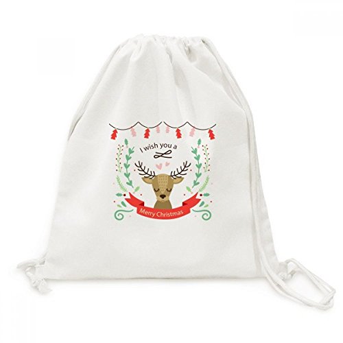 Sac de voyage a cordon en toile robuste a motif cerfs de Noel anti encombrement