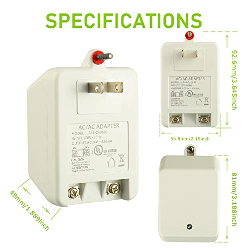 Eplzon 24V 830Ma Plug In Thermostat And Doorbell Transformer Compatible With Nest, Ecobee, Sensi And Honeywell Thermostat And All Versions Of Ring Doorbell #TOP1