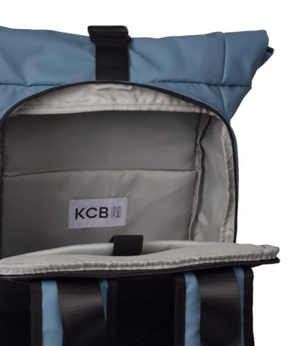 KCB Mochila Antirrobo Grande de Hombre Skid | Diseño Espacioso y Práctico | Bolsillos Multiusos | Compartimento para Portátil y Tablet | Asas Ajustables | 100% Vegano | Color Agua - imagen 3