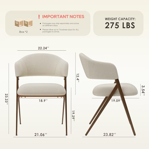 COLAMY Modern Dining Chairs Set of 4 for Home Cafe - 135° Recline & Ergonomic Fabric Seat (Beige)  
COLAMY Reclining Din