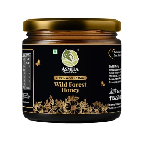 Image of Asmita Organic Farms Wild Forest Honey 300g | 100% Raw, Pure & Natural Honey | Unprocessed, Unpasteurized, Non-GMO | No Added Sugar or Sweeteners | Nutrient-Rich & Antioxidant Superfood