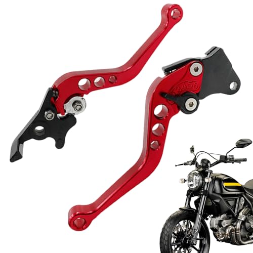 Lainiaoly 2 Pezzi Leva Frizione e Freno Moto DaCross, CNC in Alluminio Regolabile, Corte Con Cambio Chiaro, Rosso