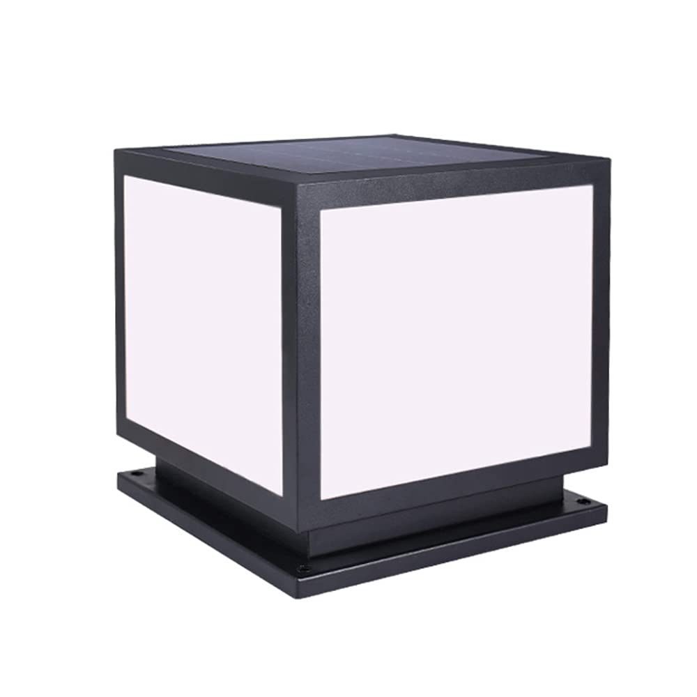 KXEcoLife Stainless Steel Solar Post Light, Square Bollard Column Lamp for, Exterior Pillars, Fences - Tri-Color LED, Outdoor Garden Lighting(Height:25cm)
