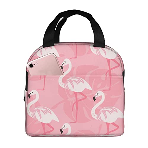 XVBCDFG Bolsa de almuerzo de hojas de palma de flamenco de verano para oficina al aire libre, papel de aluminio portátil, aislamiento grueso y bolsa Bento pa