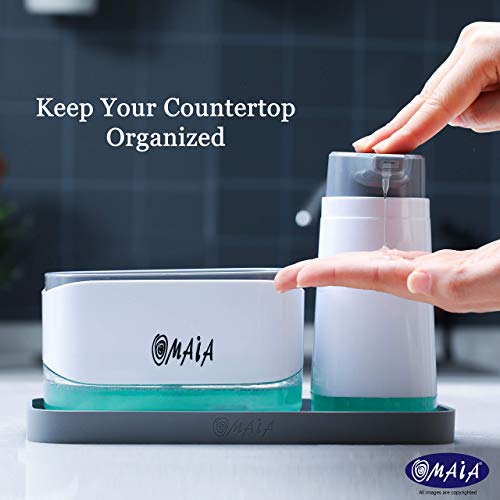 Omaia 4-In-1 Dish Soap Dispenser Set - Kitchen Soap Dispenser With Sponge Holder And Liquid Hand Soap Dispenser And Silicone Tray - Countertop Organizer - Useful Kitchen Gadgets #TOP1