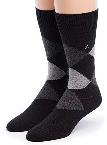 WARRIOR ALPACA SOCKS - Premium Baby Alpaca Wool Dress Socks For Men and Women(Black Argyle Large)