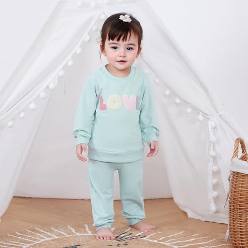 Toddler Baby Girl Valentines Outfit 3 6 9 12 18 24 Months Long Sleeve Sweatshirt Pants Set Cute Spring Clothes3