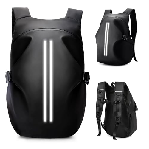 HYC00 Sacs à Dos de Moto pour Homme Femme, Sac à Dos Moto étanche,Accessoires de Motos,Réfléchissantes Sac de Casque de Moto,Grande Sacs pour Ordinateur Portable pour Casque Vélo Voyage,Noir Petit
