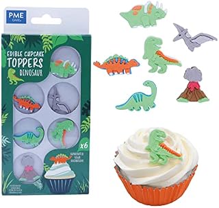 PME Edible Cupcake Topping Decorations, Dinosaur, Pack of 6, Multicolor, EDP02