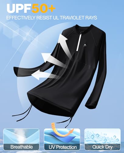 Image of Heathyoga Rash Guard for Women UPF 50+ UV Sun Protection Swim Shirt for Woman Long Sleeve Swimsuits Bathing Suit Tops