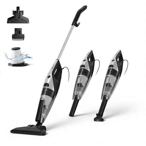 SIMPLUS Stielstaubsauger mit Kabel 600W 2-in-1 Handstaubsauger 22KPa Saugleistung HEPA Filter 1L Staubbehälter leicht 1 76kg für Hartboden & Teppich