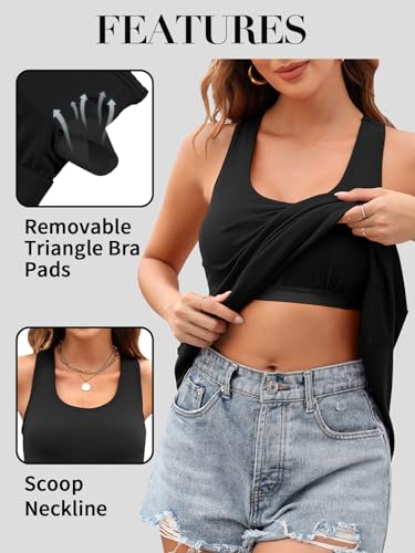 V FOR CITY Summer Dresses with Built in Bra Women Pockets Beach Sundress Casual Loose Sleeveless Racerback Tank Dress2