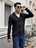 Zaitun Men's Shawl Neck Cardigans Waffle Knitted Jumper Casual Button Cardigan Warm Long Sleeve Sweater Black #2