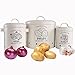 NIUXX Set di Barattoli per Patate, Pentola per Patate Cipolla Aglio, Grande Contenitore Cucina in Metallo, può Conservare Patate a Lungo (Set Bianco)
