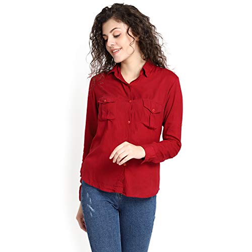 Image of C.Cozami Casual Long Sleeves Double Pocket Women's Rayon Shirts