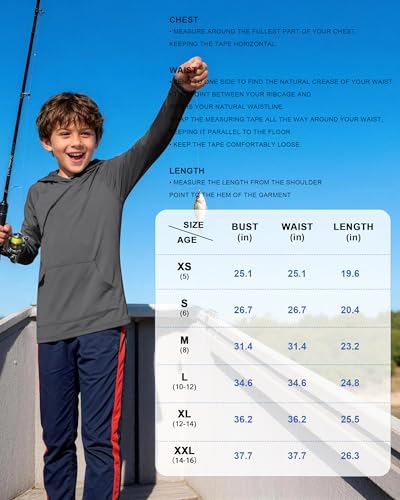 Image of Boys Rash Guard Hoodie UPF 50+ Long Sleeve Sun Protection Swim Shirt
